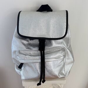 Arizona Jean Company Metallic Silver Backpack with Black Accents